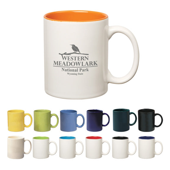 11 Oz. Colored Stoneware Mug With C-Handle