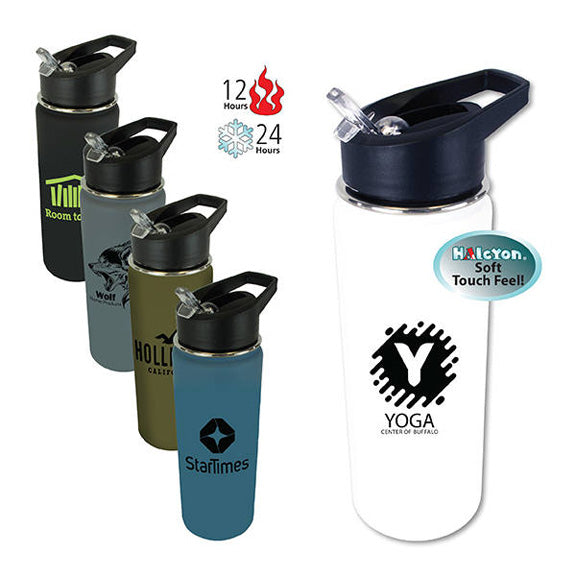 20 oz. Halcyon Sports Bottle with Flip Straw Lid, Full Color Digita