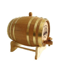 2 Liter Oak Wood Barrel with Brass Hoops Drink Dispenser