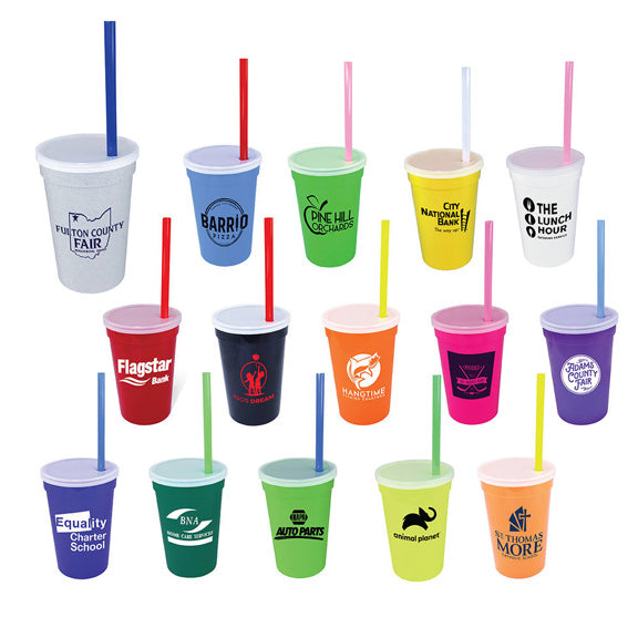 17oz Smooth Cup With Lid and Straw