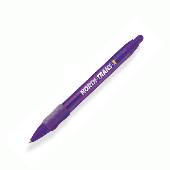 Wide Body Clear with Rubber Grip Click Pen