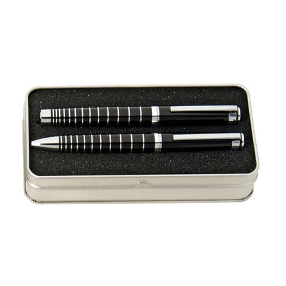 Gunmetal Ballpoint and Roller Ball Set