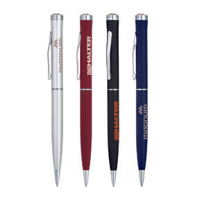 Chrome Clip Metal Pen with Blue Ink