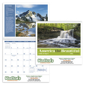 America the Beutiful with Recipes Wall Calendar