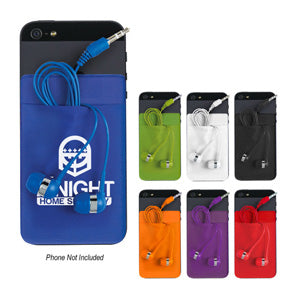 Stretch Phone Card Sleeve With Earbuds