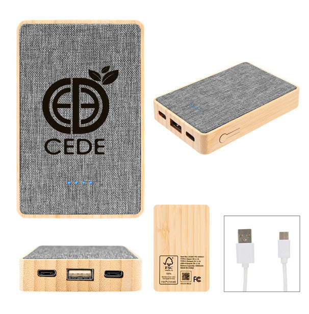 5000 mAh Bamboo and rPET Power Bank