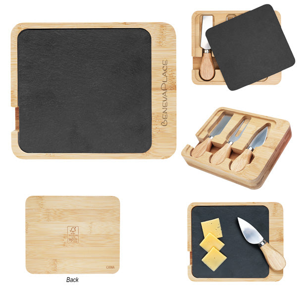 Slate and Bamboo Cheese Server Set