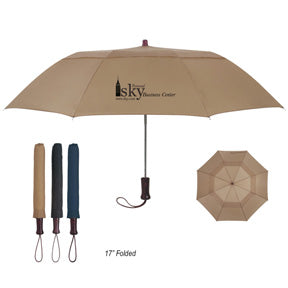 44in Arc Telescopic Folding Wood Handle Umbrella