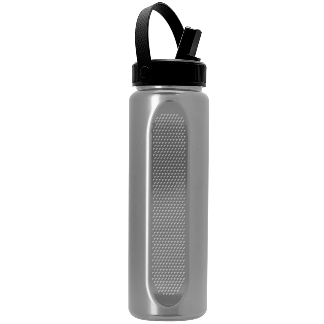 Garyline® Boss Embossed RPET Bottle with Flip-Straw, Swivel Handle Lid - 26 oz.