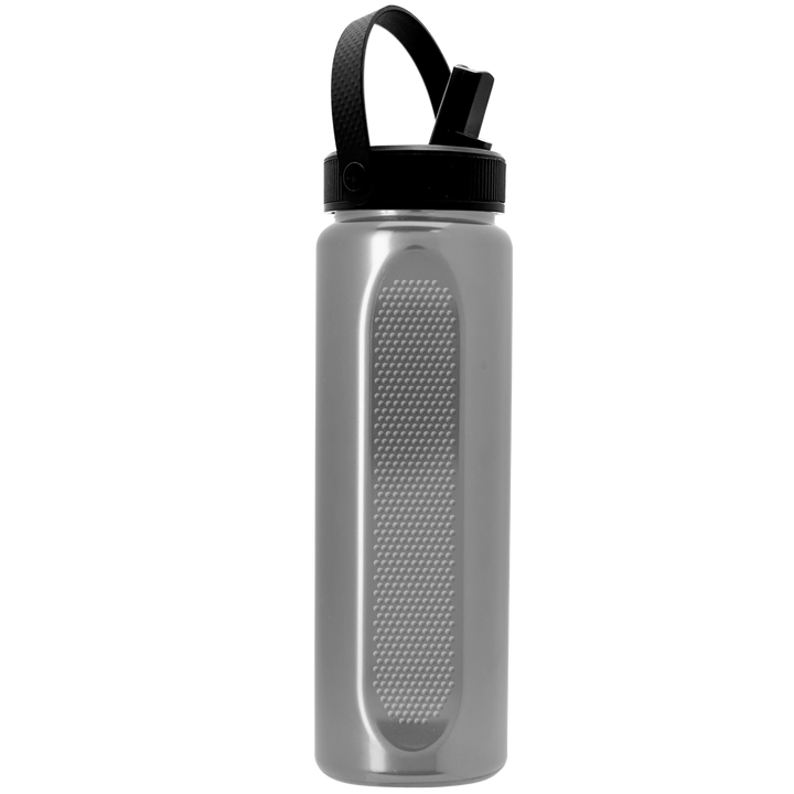 Garyline® Boss Embossed RPET Bottle with Flip-Straw, Swivel Handle Lid - 26 oz.