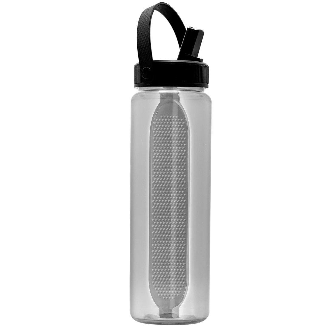 Garyline® Boss Embossed RPET Bottle with Flip-Straw, Swivel Handle Lid - 26 oz.