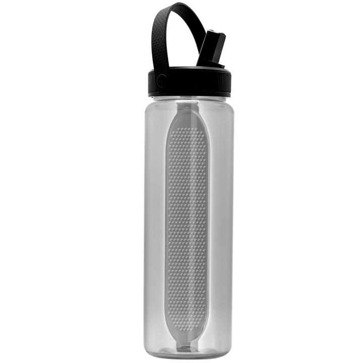 Garyline® Boss Embossed RPET Bottle with Flip-Straw, Swivel Handle Lid - 26 oz.
