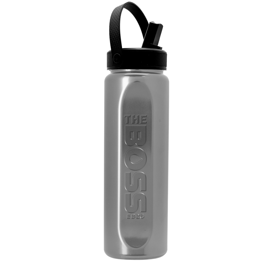 Garyline® Boss Embossed RPET Bottle with Flip-Straw, Swivel Handle Lid - 26 oz.