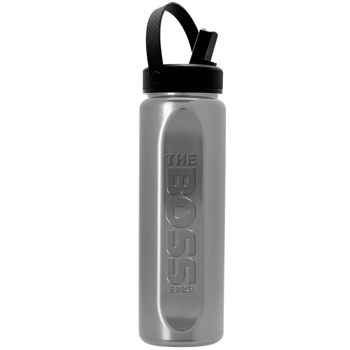 Garyline® Boss Embossed RPET Bottle with Flip-Straw, Swivel Handle Lid - 26 oz.