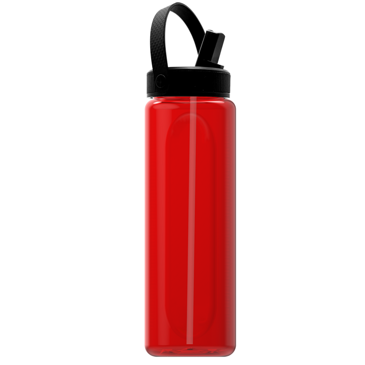 Garyline® Boss Embossed RPET Bottle with Flip-Straw, Swivel Handle Lid - 26 oz.