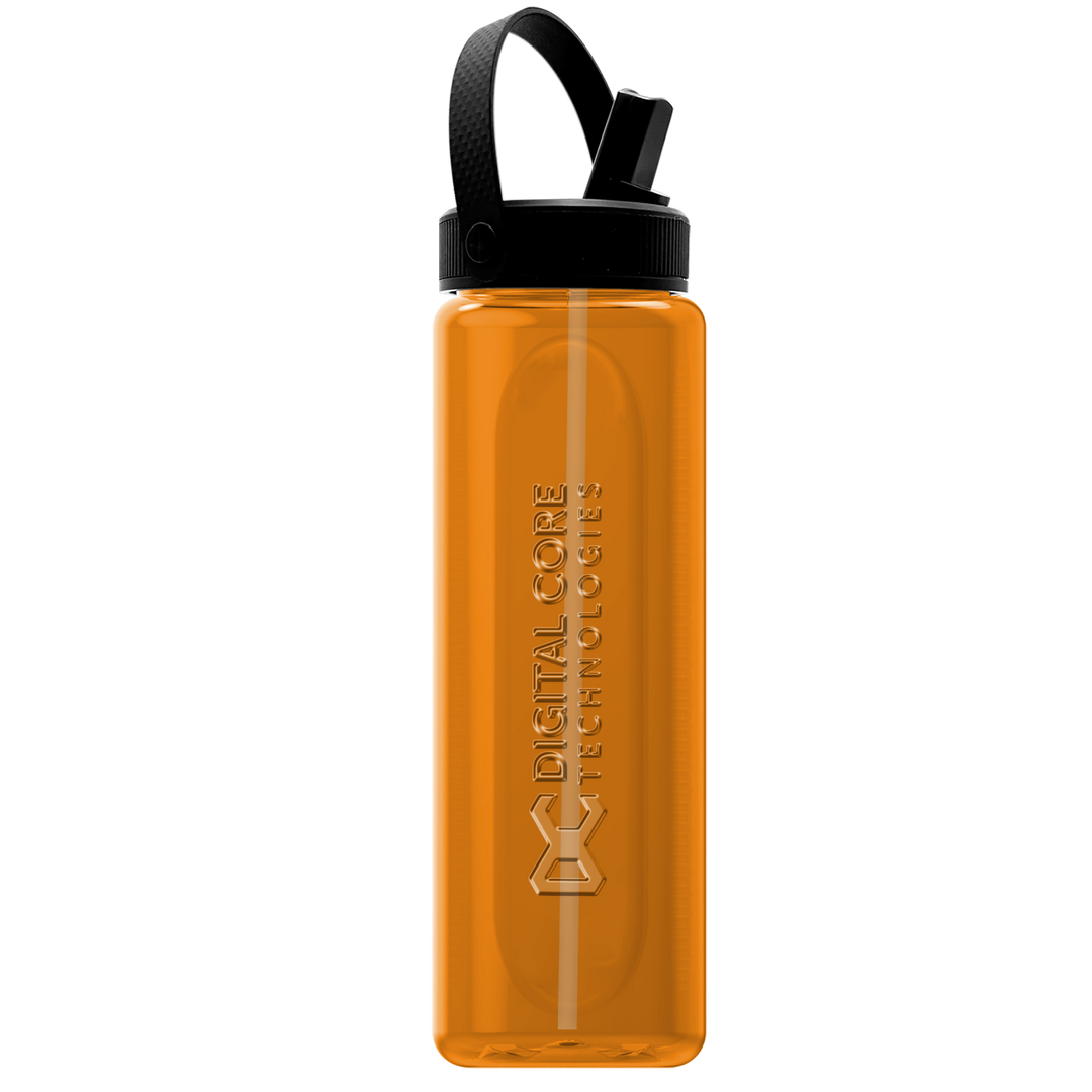 Garyline® Boss Embossed RPET Bottle with Flip-Straw, Swivel Handle Lid - 26 oz.