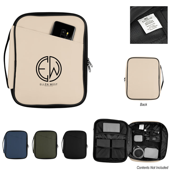 Hudson rPET Leatherette Tech Organizer
