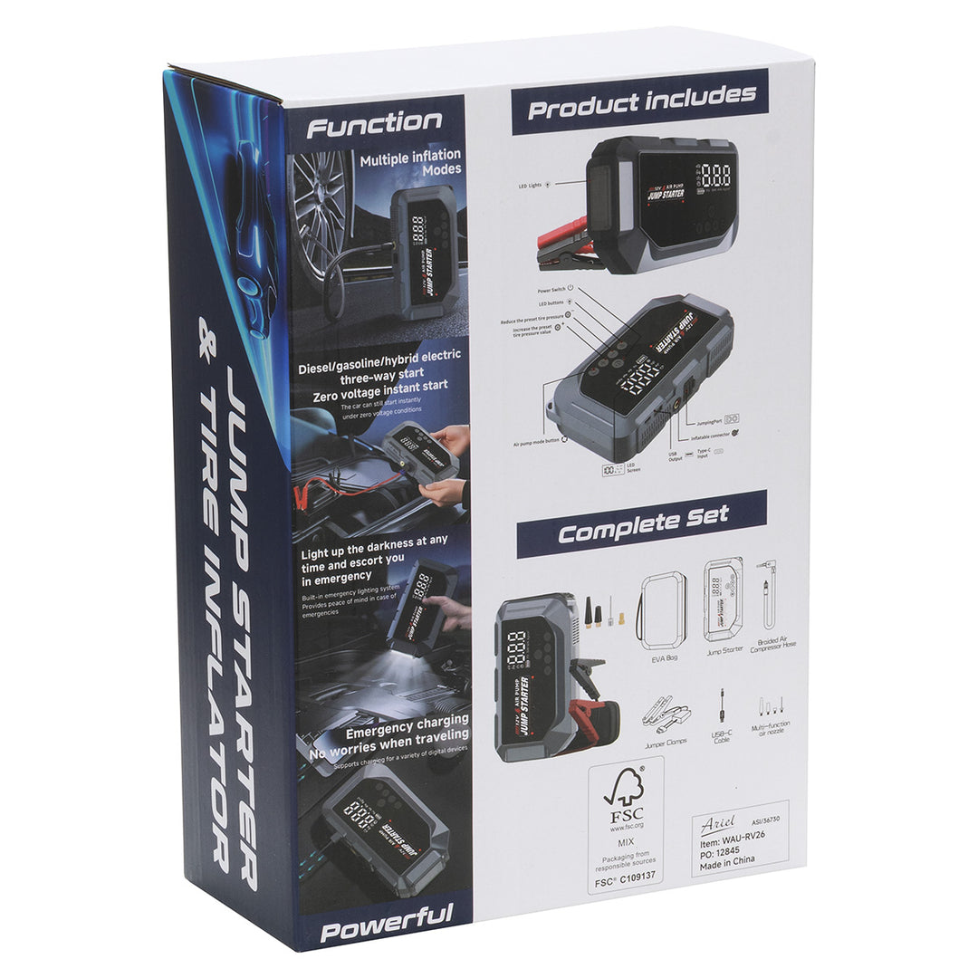 Revive 10000mAh Jump Starter with Tire Inflator & Flashlight