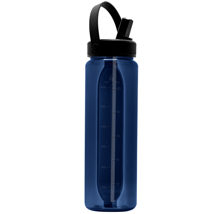 Garyline® Boss Embossed RPET Bottle with Flip-Straw, Swivel Handle Lid - 26 oz.