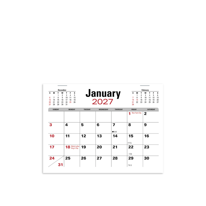 Triumph® Calendars Press-N-Stick Jumbo Header with 3-Month Calendar