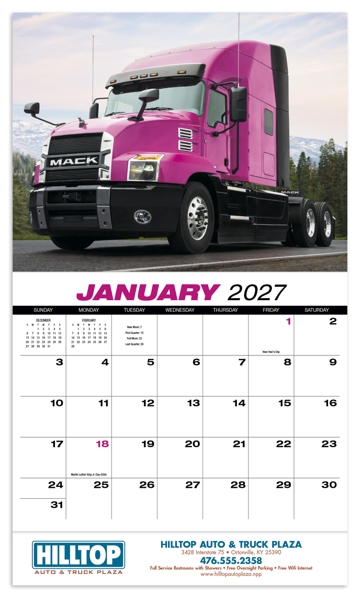 HotLine® Products 18-Wheeler Wall Appointment Calendar - Stapled