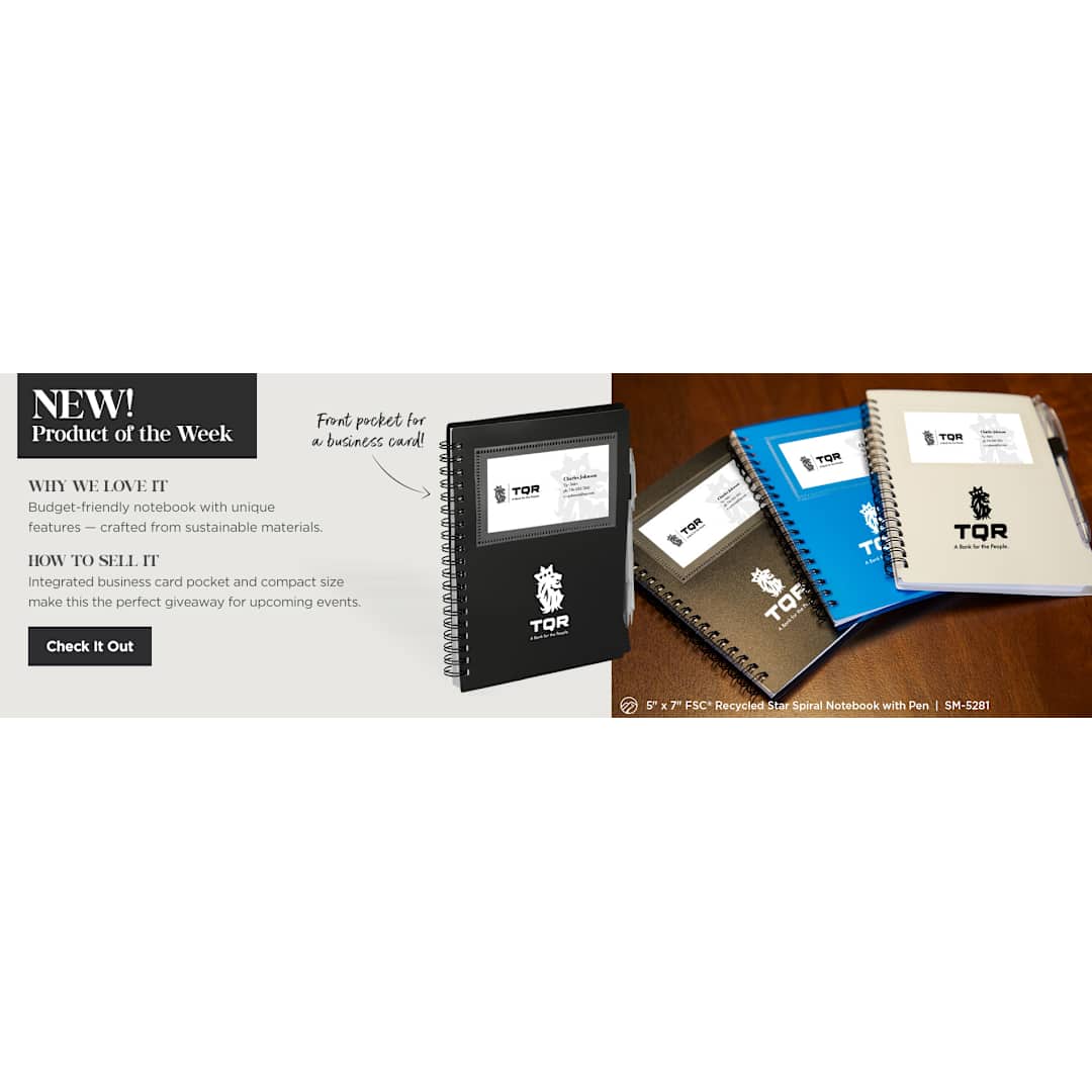 FSC® Recycled 5" x 7" Star Spiral Notebook with Pe