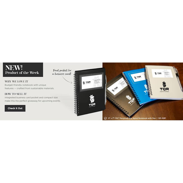 FSC® Recycled 5" x 7" Star Spiral Notebook with Pe