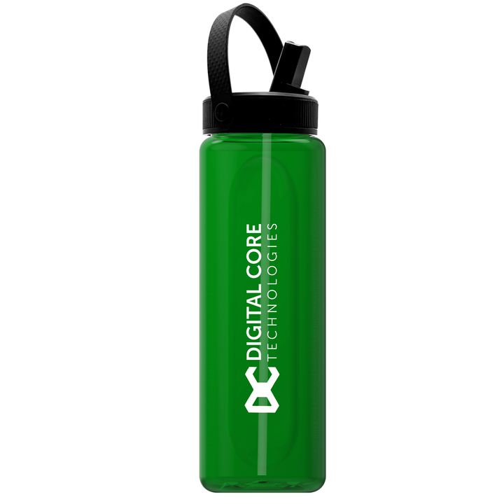 Garyline® Boss Embossed RPET Bottle with Flip-Straw, Swivel Handle Lid - 26 oz.