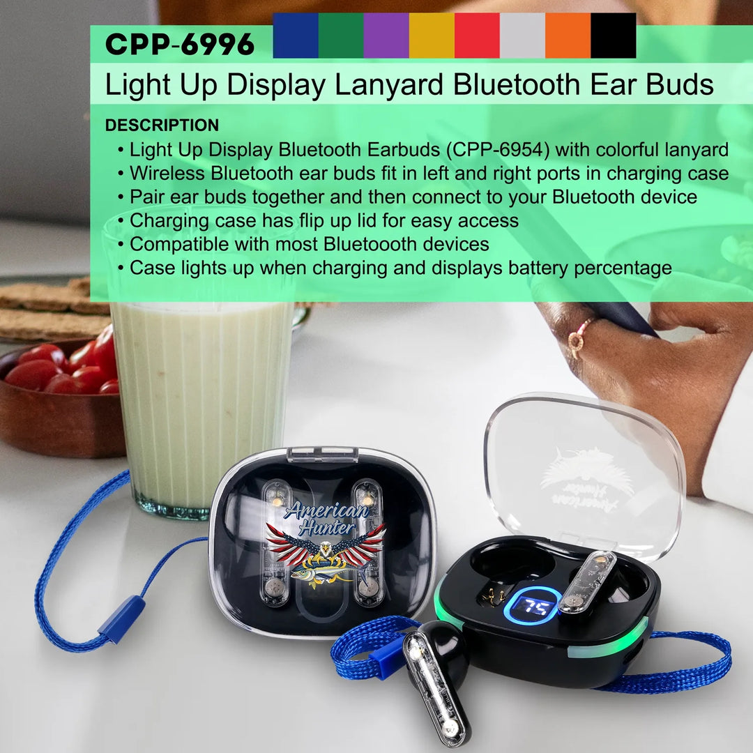 Light Up Display Lanyard Bluetooth Earbuds