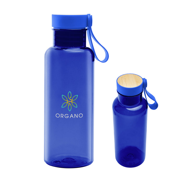 20 Oz. Case rPET Bottle with Bamboo Accent Lid and Silicone Easy Carry Handle