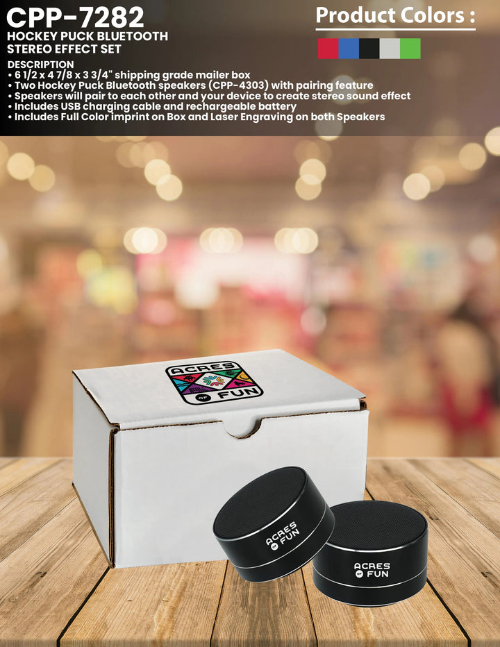 HOCKEY PUCK BLUETOOTH STERO EFFECT SET