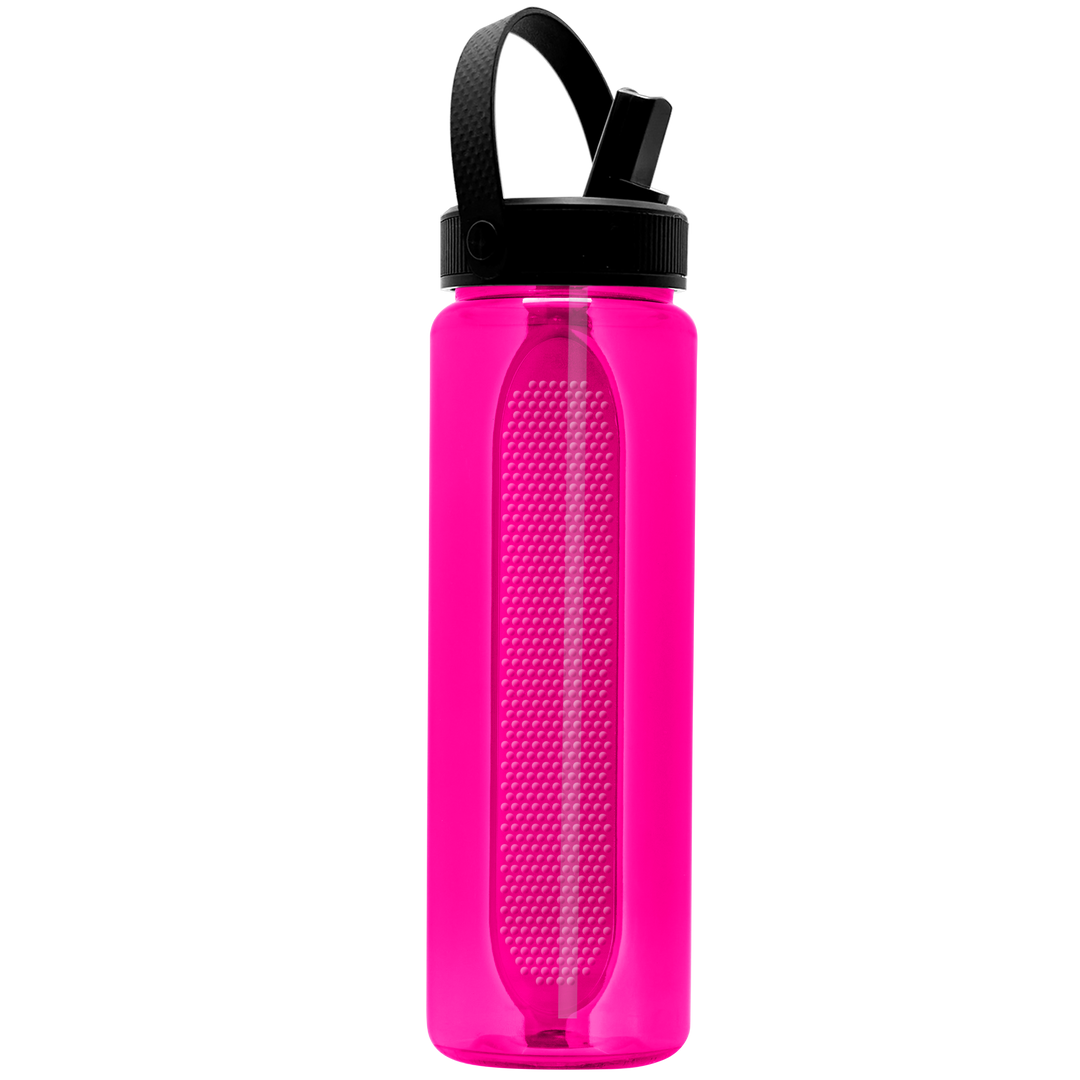 Garyline® Boss Embossed RPET Bottle with Flip-Straw, Swivel Handle Lid - 26 oz.
