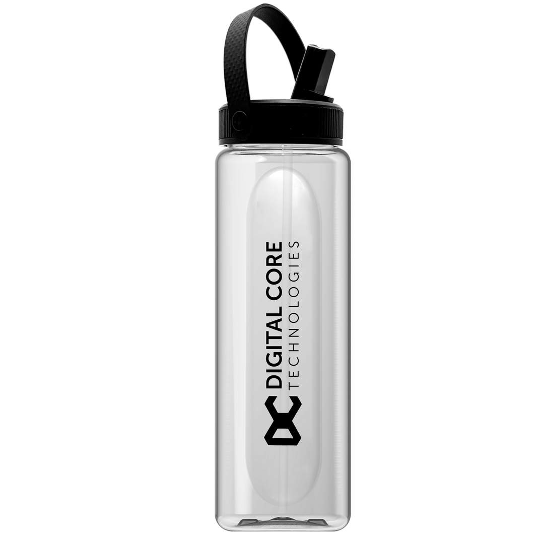 Garyline® Boss Embossed RPET Bottle with Flip-Straw, Swivel Handle Lid - 26 oz.