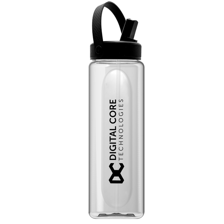 Garyline® Boss Embossed RPET Bottle with Flip-Straw, Swivel Handle Lid - 26 oz.