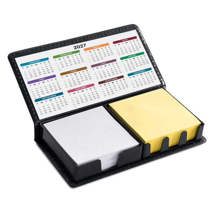 Leatherette Flip-Top Calendar Box with Dual Notes (CLOSEOUT)