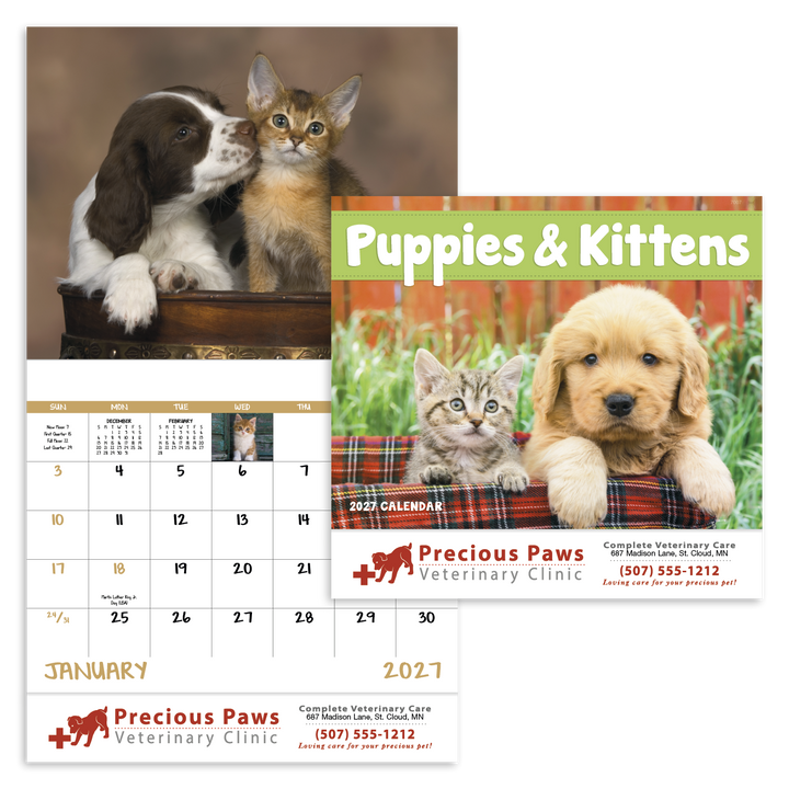 Good Value™ Puppies & Kittens - Stapled Calendar