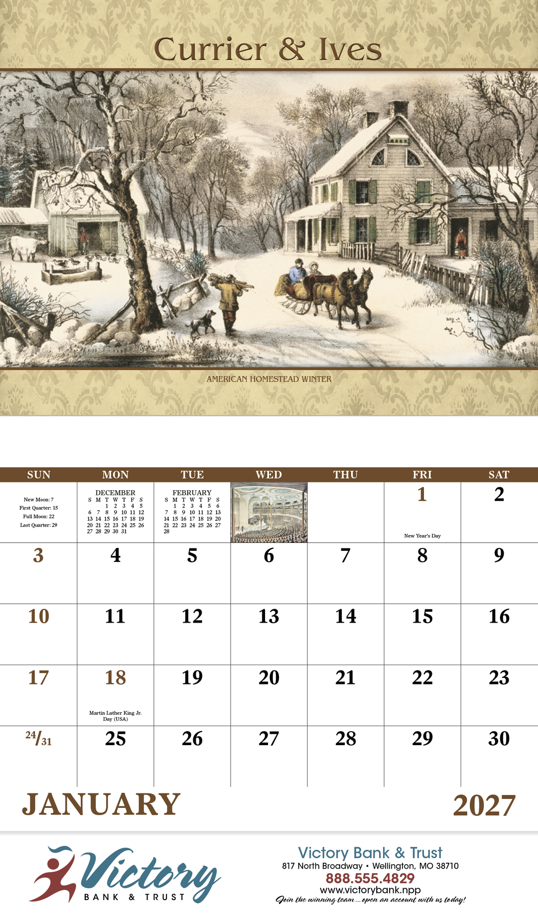 Good Value™ Currier & Ives - Stapled Calendar