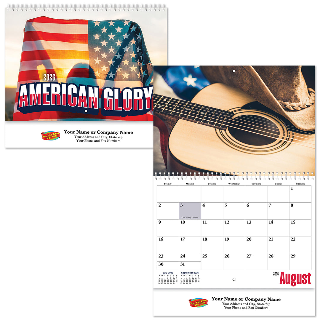 Full Color American Glory Spiral Wall Calendar