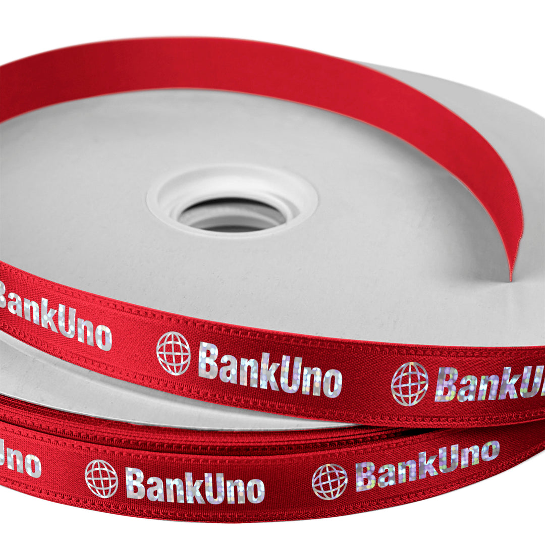 5/8" Badge Satin Ribbon - 100yd Roll - Foil Print