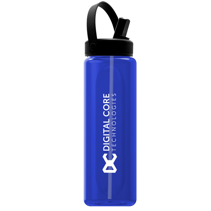 Garyline® Boss Embossed RPET Bottle with Flip-Straw, Swivel Handle Lid - 26 oz.