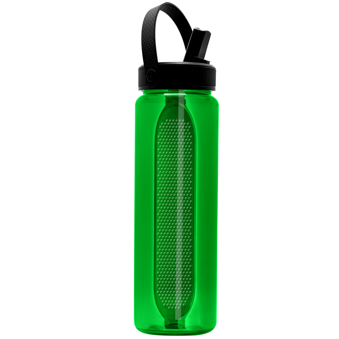 Garyline® Boss Embossed RPET Bottle with Flip-Straw, Swivel Handle Lid - 26 oz.