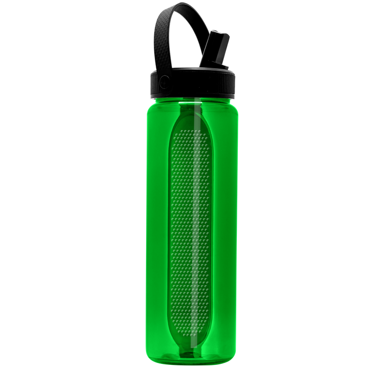 Garyline® Boss Embossed RPET Bottle with Flip-Straw, Swivel Handle Lid - 26 oz.