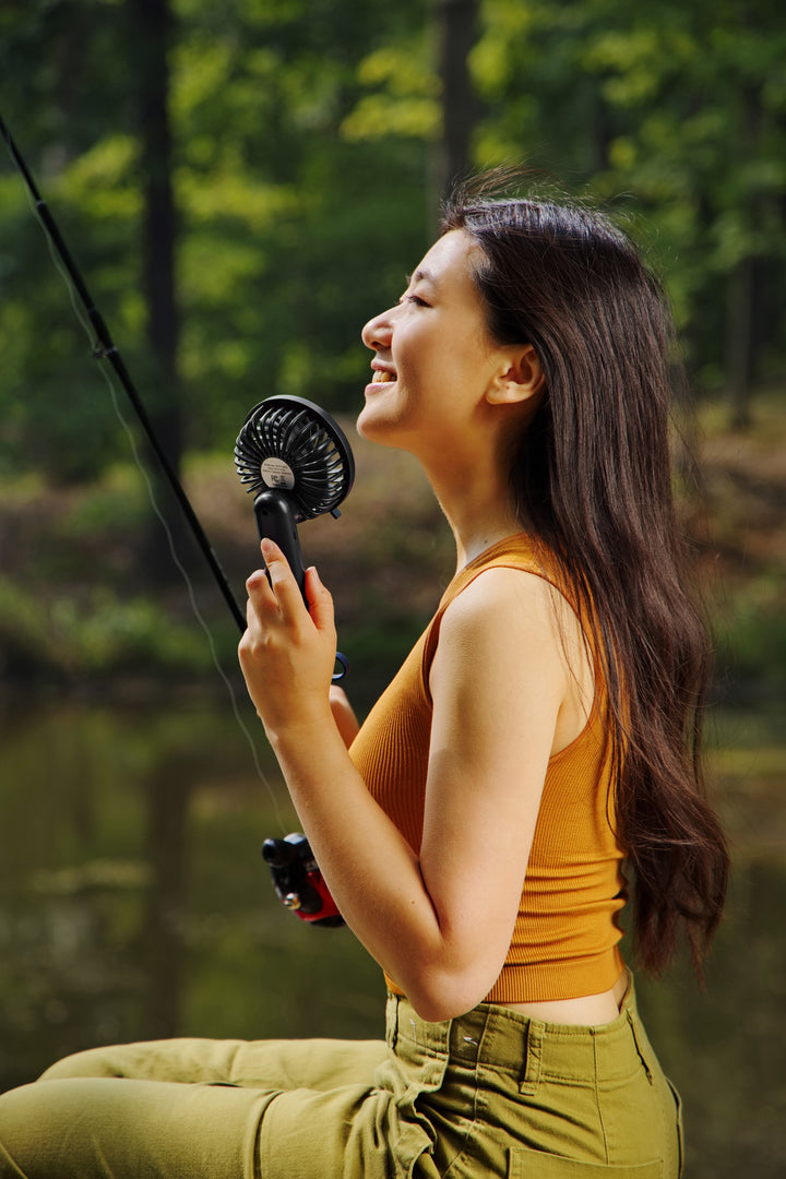 Quiet Breeze Rechargeable Hand Fan with Carabiner