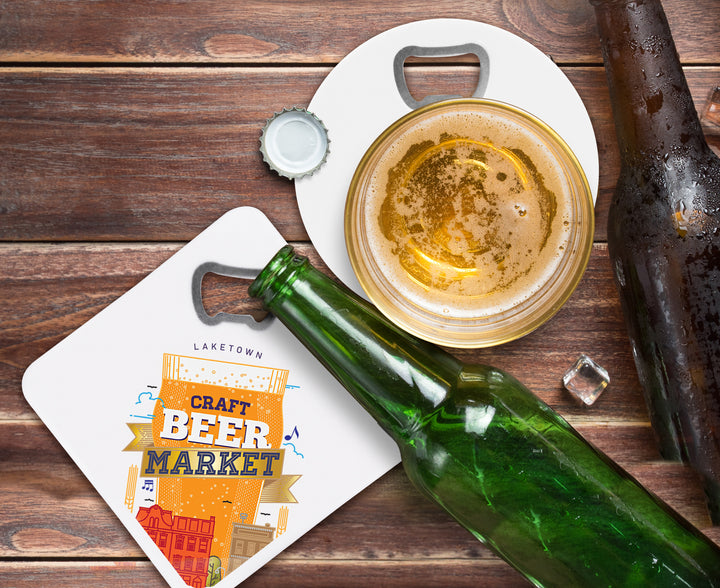 Square Bottle Opener Coaster