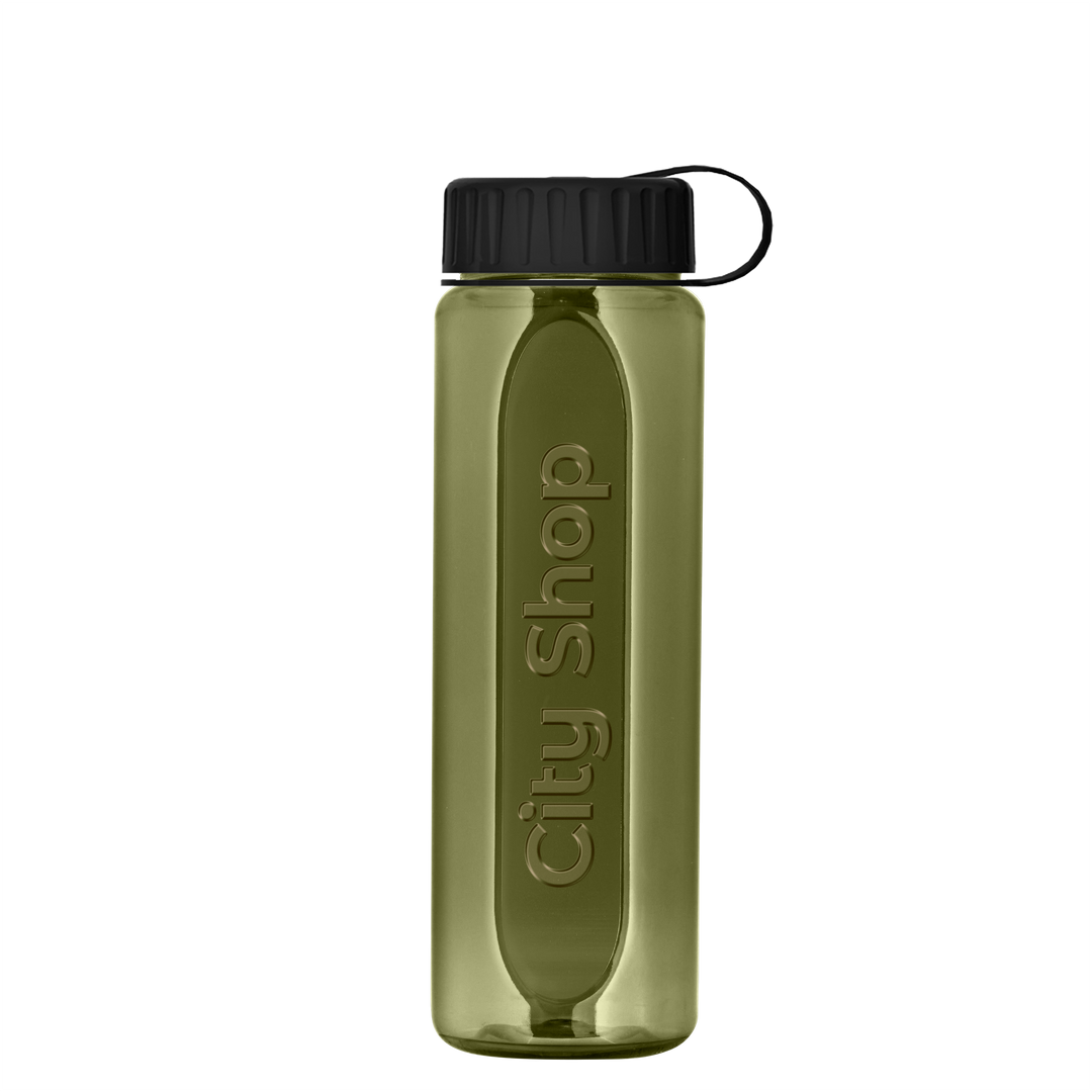 Boss Embossed RPET Bottle with Tethered Lid - 26 oz.