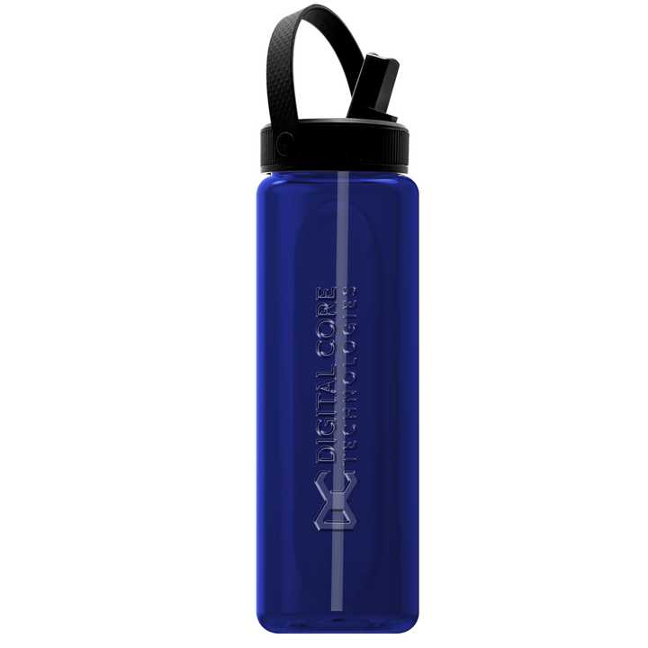 Garyline® Boss Embossed RPET Bottle with Flip-Straw, Swivel Handle Lid - 26 oz.