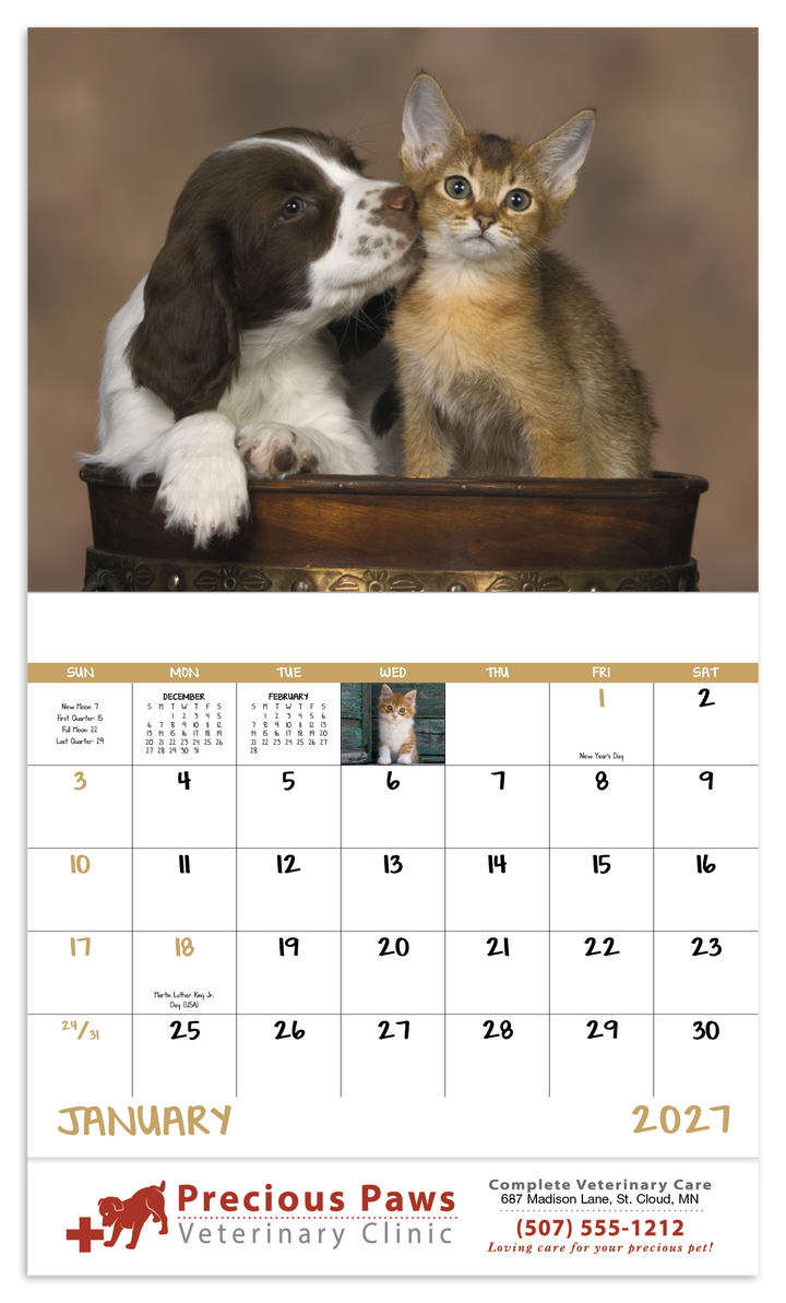 Good Value™ Puppies & Kittens - Stapled Calendar