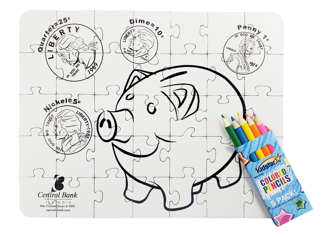 35 Pieces - 8 1/4" x 10 1/2" - Medium Adult Coloring Puzzle