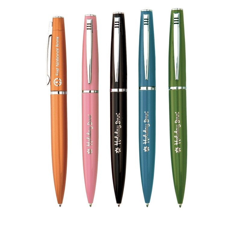 Vision Brass Twist Action Ballpoint Pen w/ Silver Accents