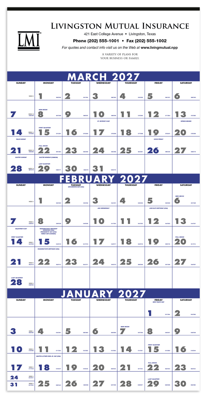 Triumph® Calendars 3-Month Planner (4-Sheet)